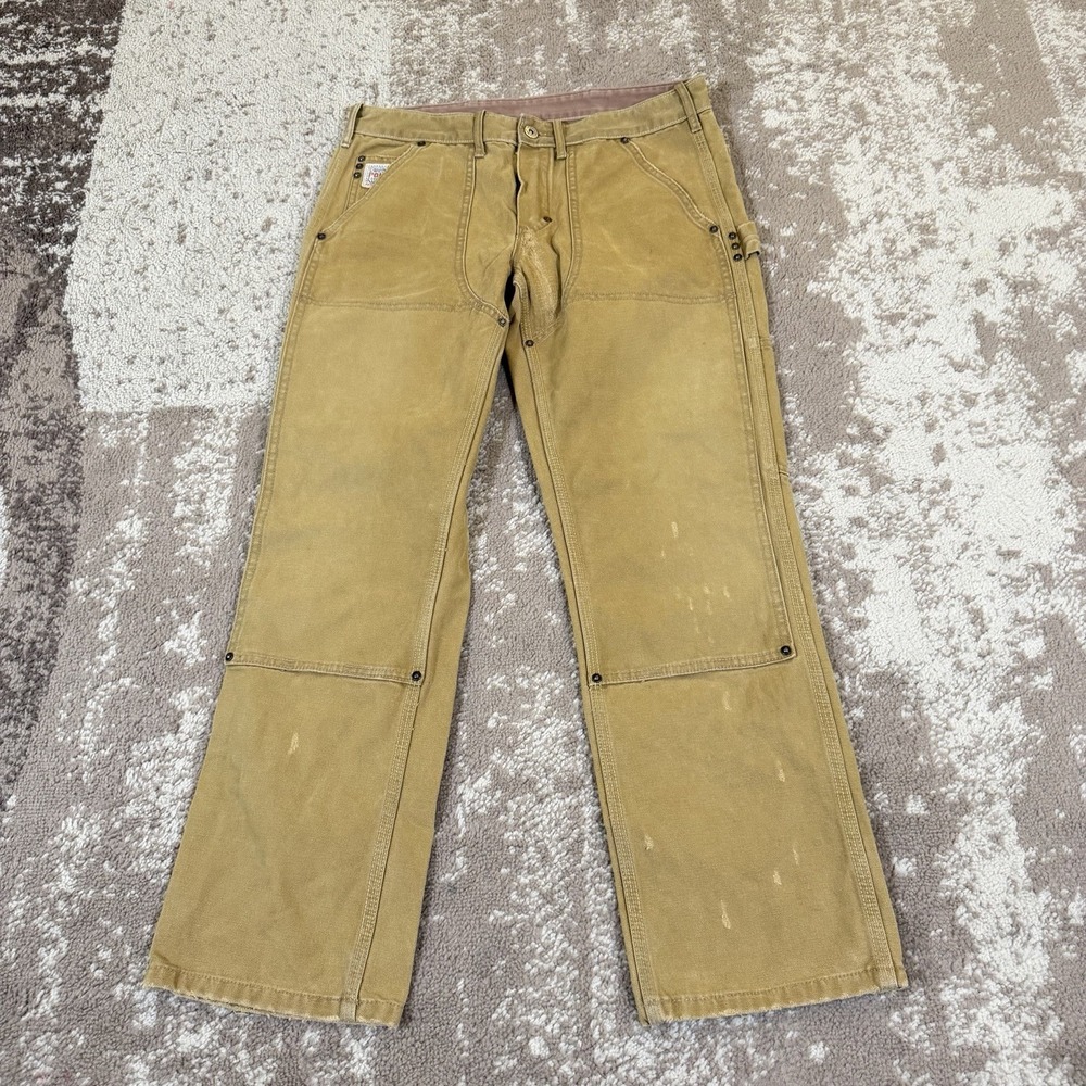 VTG Polo Ralph Lauren Pants Mens 32x30 Beige Canvas Workwear Utility Double Knee